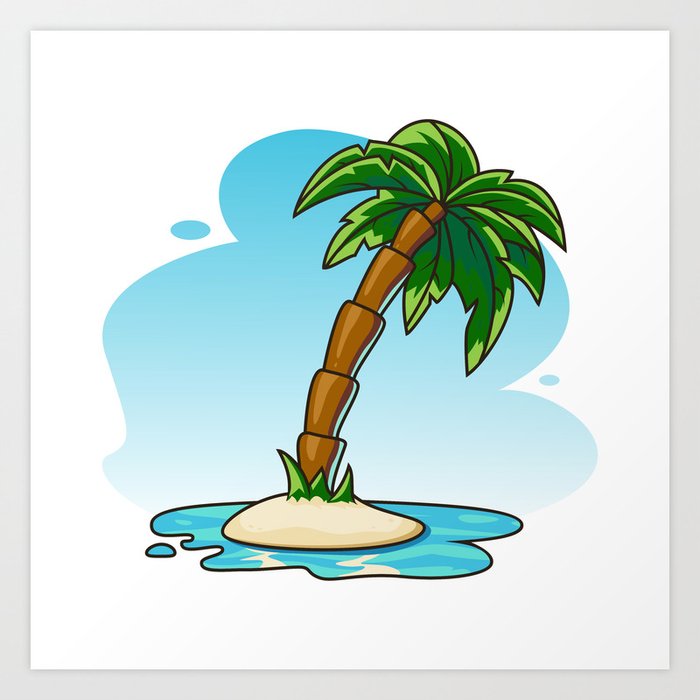 Palm Tree On Small Island Art Print By Pixaroma Society6