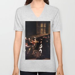 Caravaggio The Calling of Saint Matthew V Neck T Shirt