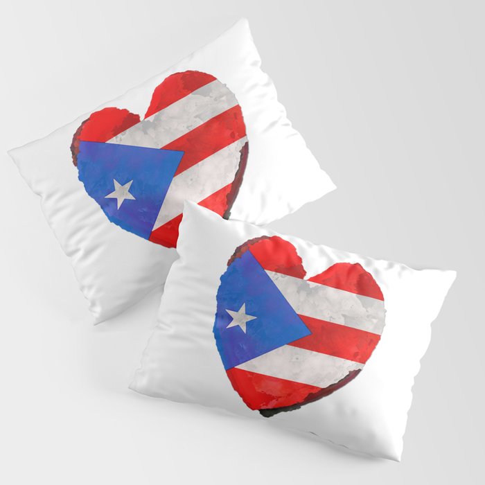 I Love Puerto Rico - Puerto Rican Flag Art Pillow Sham