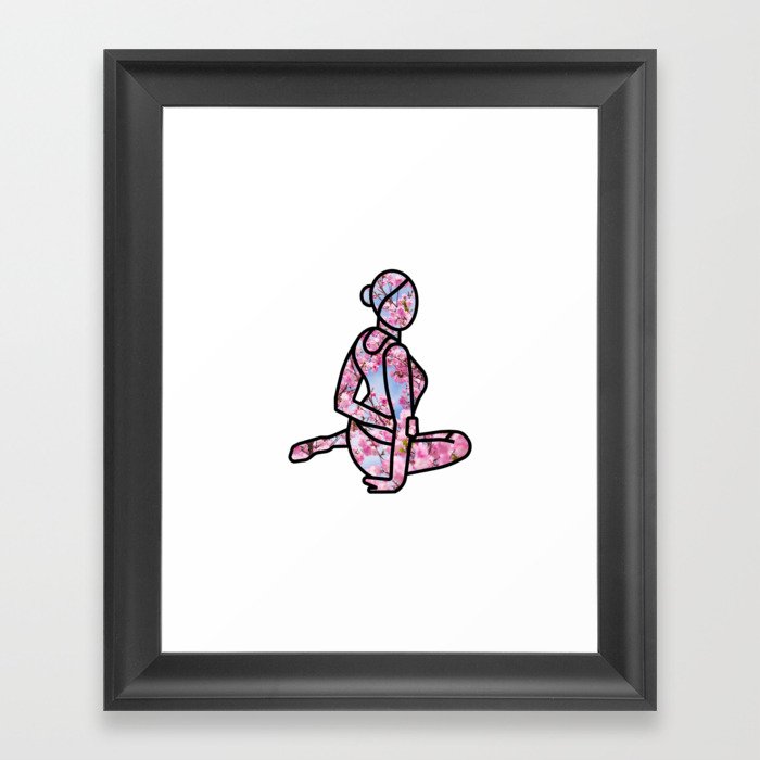 Cherry Blossom Yoga Framed Art Print