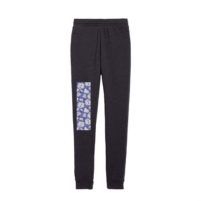 White flowers over very-peri background Kids Joggers