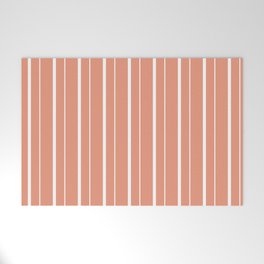 [ Thumbnail: Dark Salmon and White Colored Pattern of Stripes Welcome Mat ]