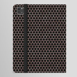 Metallic Rose Gold Honeycomb Black Pattern iPad Folio Case