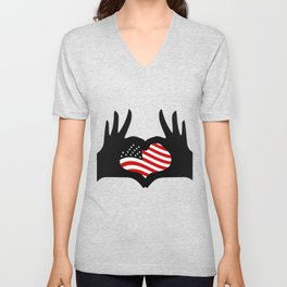 Hands Heart Symbol United V Neck T Shirt
