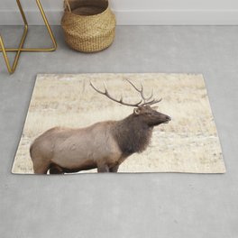 Watercolor Elk Bull 38, Estes Park, Colorado, A Field of Dreams Area & Throw Rug