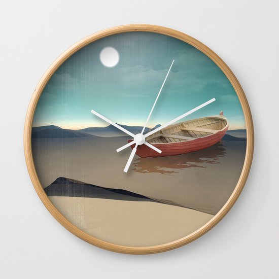 at sea in a void Wall Clock