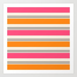 Stripes and Lines pink and orange Art Print