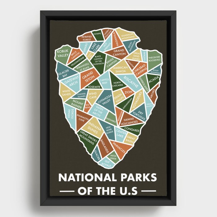 National Parks of the U.S. Framed Canvas