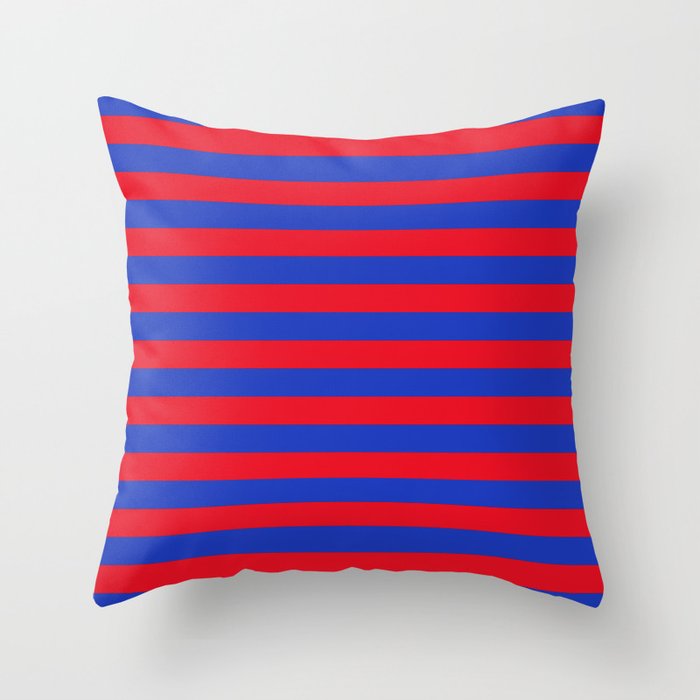 Blue and Red Stripes Throw Pillow