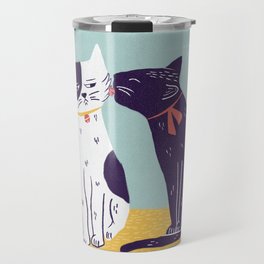 two cats licking Travel Mug