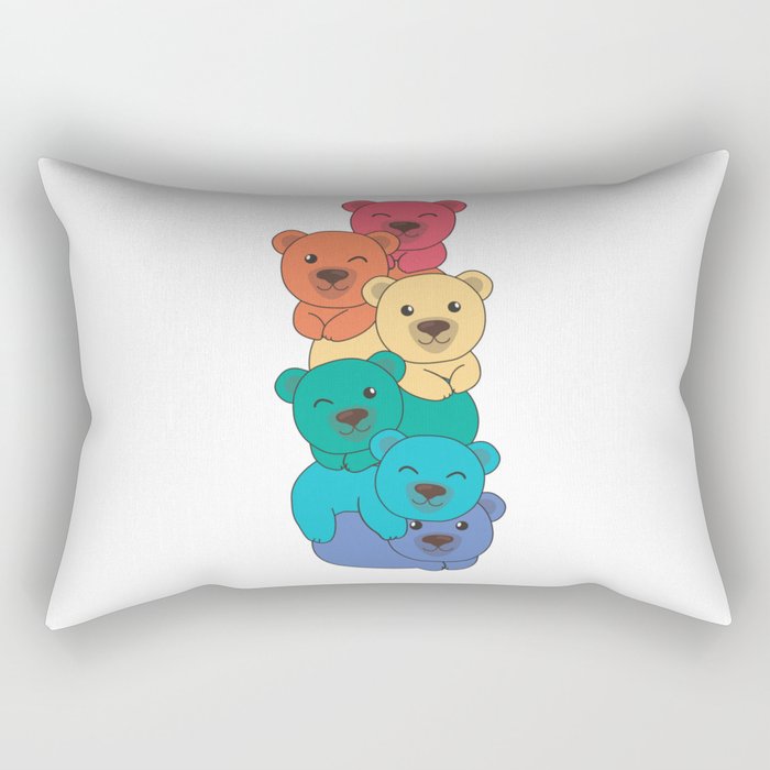 Rainbow Flag Gay Pride Lgbtq Bears Cute Bear Pile Rectangular Pillow