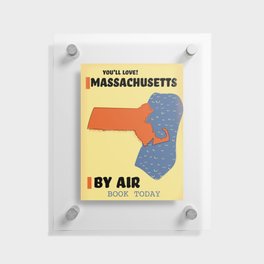 Massachusetts By air travel poster. Floating Acrylic Print