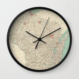 Vintage Map of Wisconsin (1886) Wall Clock