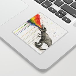 T-Rex Dinosaur Vomits Rainbow Sticker