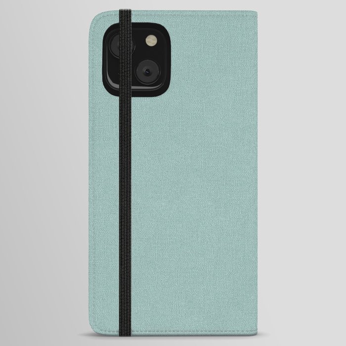 Duck Egg Blue Color Linen Texture iPhone Wallet Case