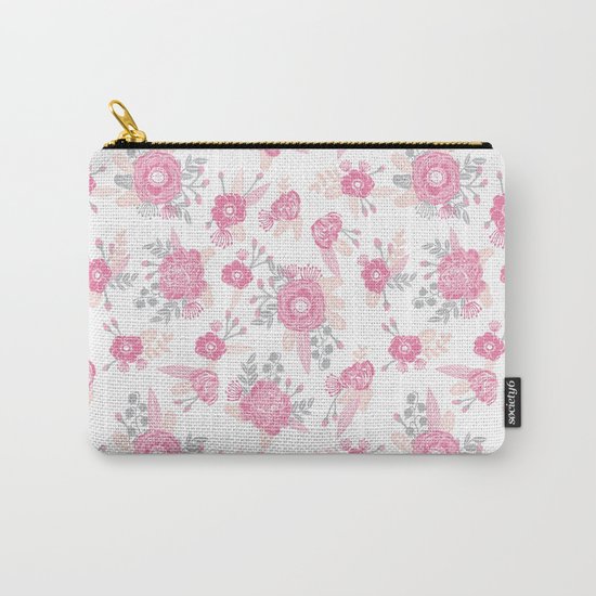 Pink pastel florals cute nursery baby girl decor floral botanical bouquet blooms Carry-All Pouch