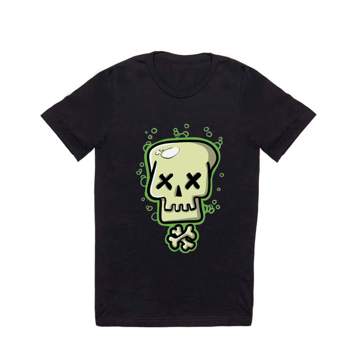 Toxic skull and crossbones green T Shirt