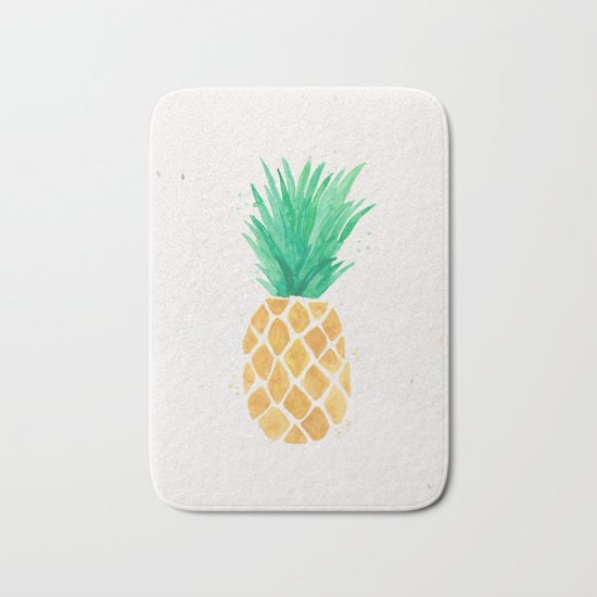 Watercolor Pineapple Bath Mat