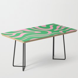 Pink and Spring Green Modern Liquid Swirl Abstract Pattern Coffee Table
