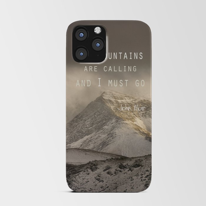 The Mountains are calling, and I must go.  John Muir. Vintage. iPhone Card Case