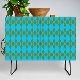 Green and Blue Honeycomb Pattern Credenza