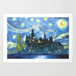 Starry Night in H magic castle Art Print