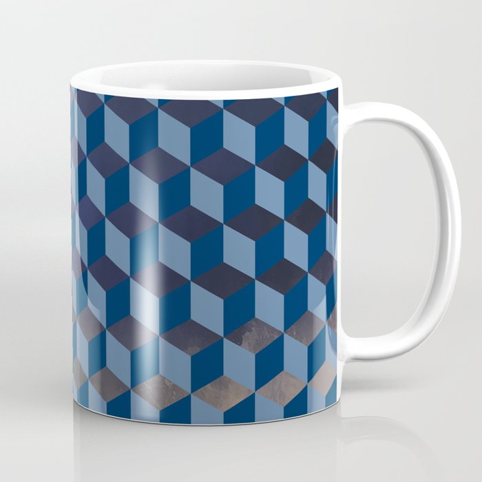 Wintery Blue 3D Cube Texture Pattern Coffee Mug