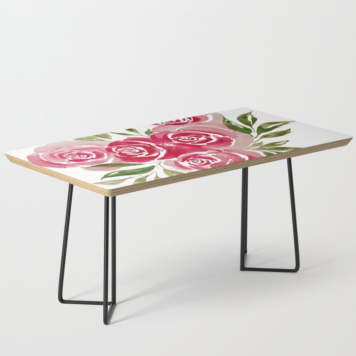 Rose Loose Floral Watercolor Painting Coffee Table