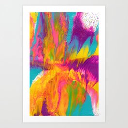 Rainbow Glitter Abstract Painting with Girly Colors Art Print