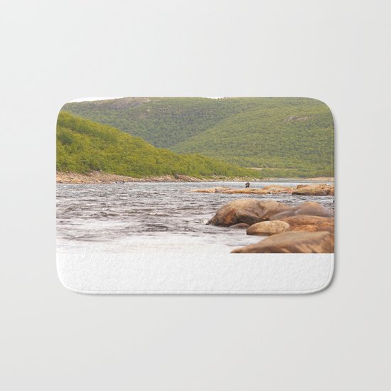 Fly-fishing On The River Bath Mat