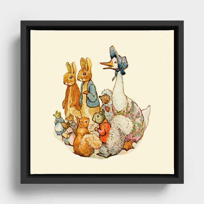 Bedtime Story Animals Framed Canvas