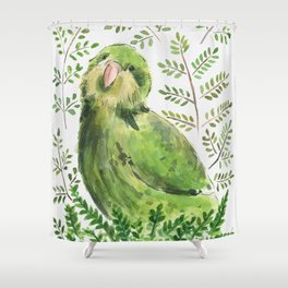Kakapo in the ferns Shower Curtain