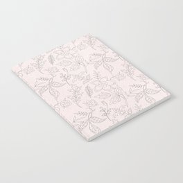 Pink Floral Line Art Pattern Notebook
