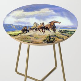 “Wild Horses of Nevada” by Carl Oscar Borg Side Table