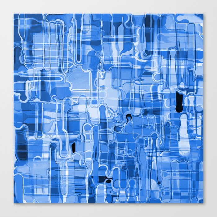 Modern Abstract Digital Paint Strokes in Cobalt Blue Canvas Print