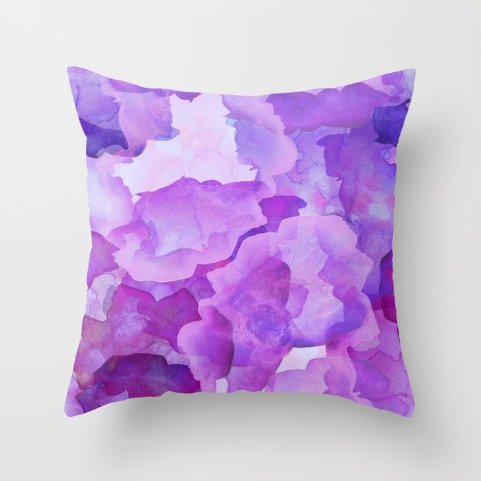 Purple abstract watercolor art Throw Pillow