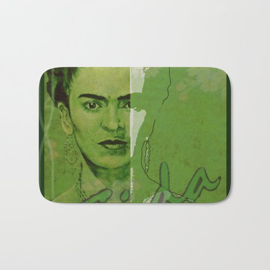 Frida Kahlo - between worlds - green Bath Mat