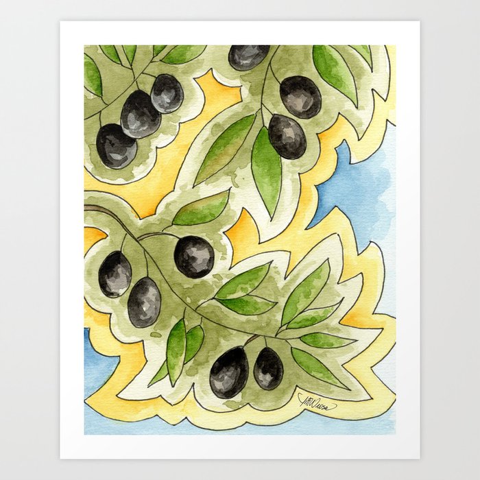 THE BRANCHES OF AN OLIVE TREE Art Print