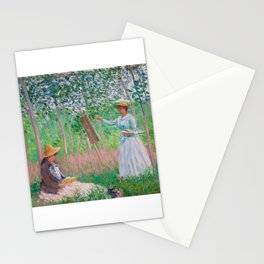 French Impressionist Portrait of a Woman Painting in a Garden Stationery Card