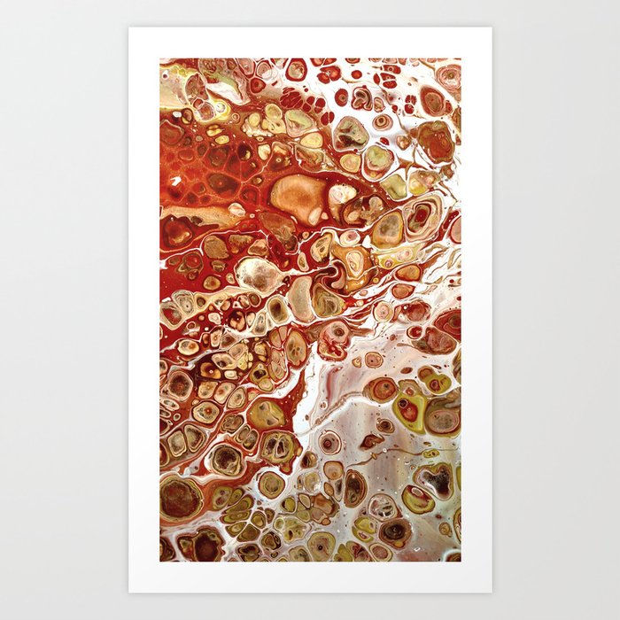 Red And Gold Fluid Pour Abstract Painting Art Print By