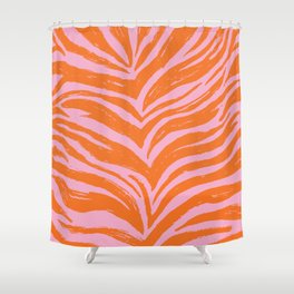 Bright Pink and Orange Tiger Stripes - Animal Print - Zebra Print Shower Curtain