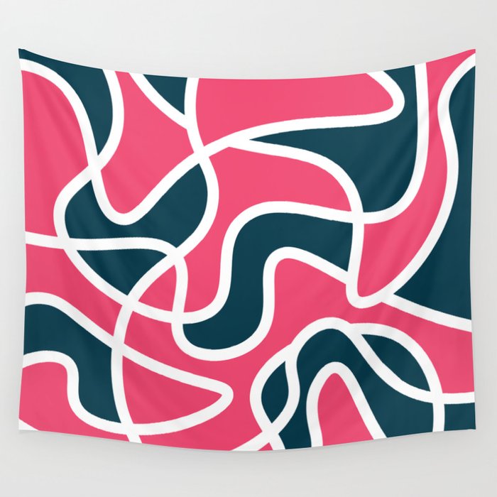 Messy Scribble Texture Background - Pink and Yellow Wall Tapestry