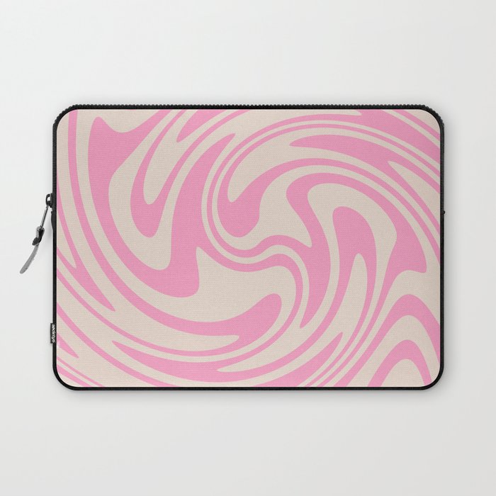 70s Retro Swirl Pink Color Abstract Laptop Sleeve