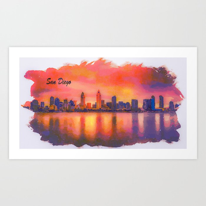 Sunset Skyline Of San Diego Art Print By Nickfox Society6