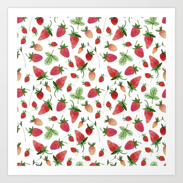 Watercolor Strawberry Art Print