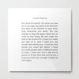 F. Scott Fitzgerald Metal Print | Inspiration, Fscottfitzgerald, Quote, Typography, Minimalsit, Beautiful, Love, Quotes, Poetry, Typewriter 
