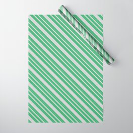 [ Thumbnail: Sea Green and Light Grey Colored Lines Pattern Wrapping Paper ]