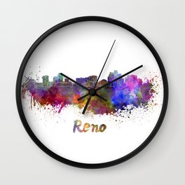 Reno skyline in watercolor Wall Clock