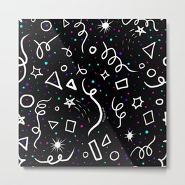 Retro Arcade Galaxy Space Confetti Pattern Metal Print | Retro, Star, Stars, Fresh, Night, 90S, Sleep, Memphis, Galaxy, 80S 