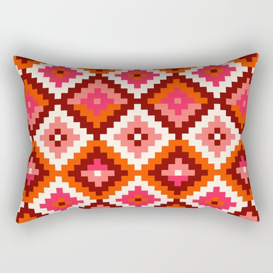 Aztec pattern-rose, orange, brown Rectangular Pillow